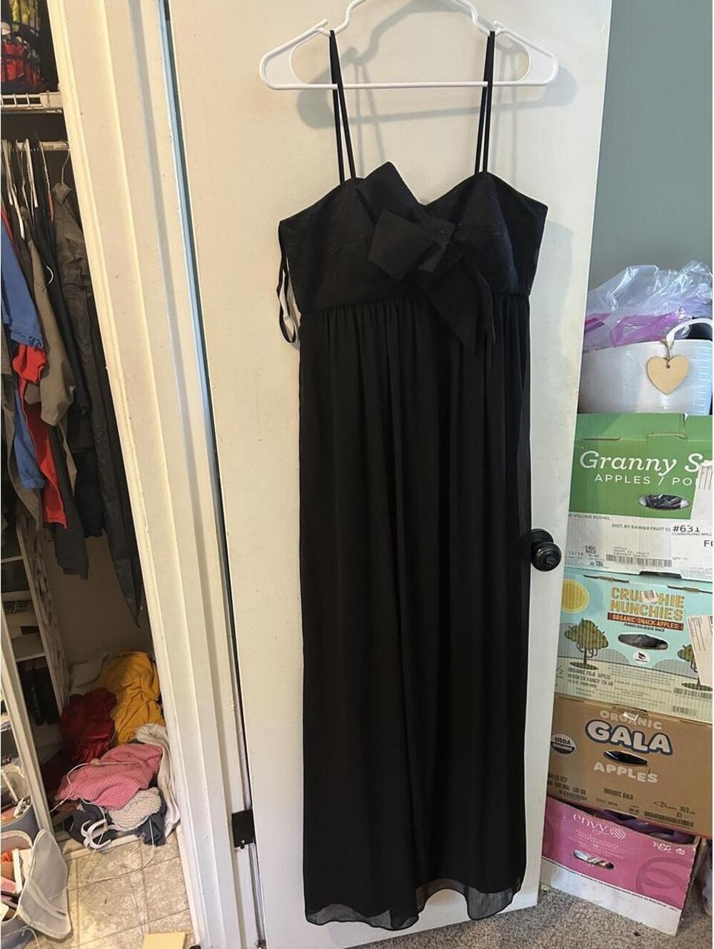 Max and Cleo black maxi dress with bow detail, size S